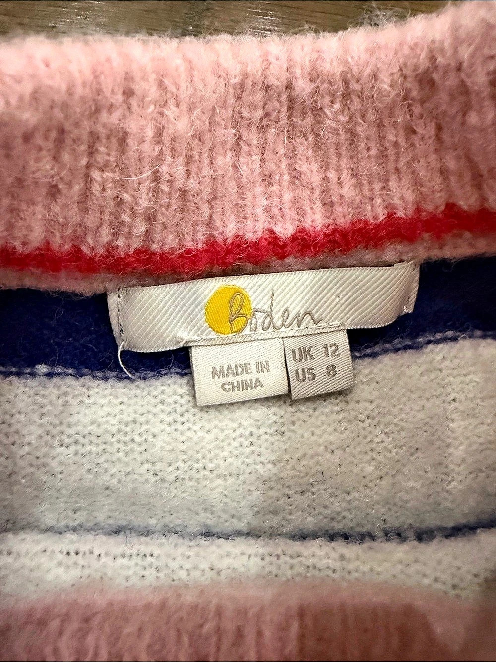 Boden Striped Wool Blend Sweater in Pink & Blue - Picture 3 of 8
